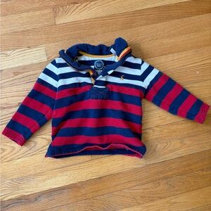 Joules Red, Navy & White Striped Long-Sleeve Polo Hoodie - Kids